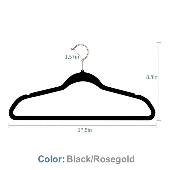 Set of 40 Black and Rose Gold Velvet Hangers New in Bag Reseller Elegant Storage - Picture 1 of 9